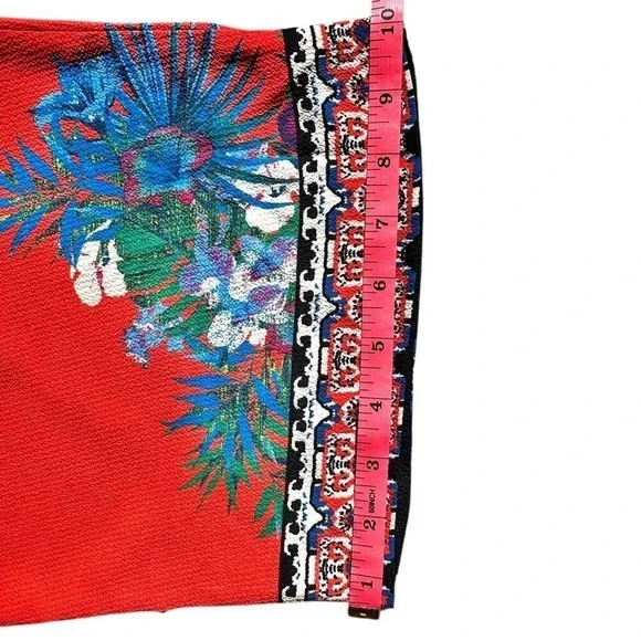 Flying Tomato Wrap Blouse Orange Multicolor Boho Tropical Elastic Waist Medium - Picture 7 of 12